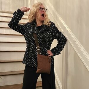 Elana Solano Like New & Pro Cleaned Black W/ White Polka Dot Trench, M, $40